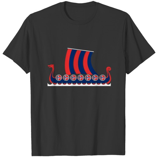 Norway Viking Ship Gift Norwegian Flag Dragon Boat T-shirt
