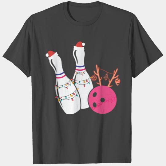 Christmas Ball Antlers Bowling Pins Santa Hat Gift T Shirts