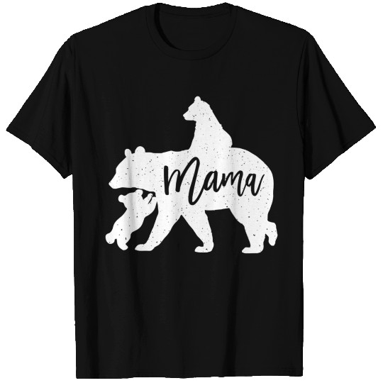 Mama Bear 2 Baby Bear Cubs Playing Riding on Back T Shirts