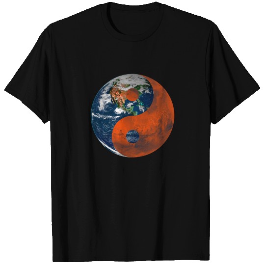 Yin Yang Nuke Mars Tai Chi Symbol Mars Earth T Shirts