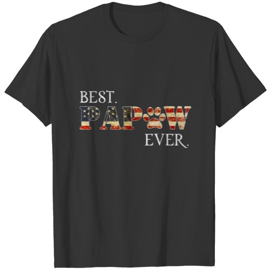 Best Papaw Ever Dog Paw Print USA Flag 4th Of July T-shirt