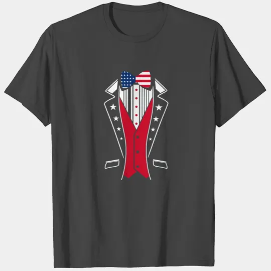 P&B Tuxedo Red Rose Funny Independence Day 4thJuly T Shirts