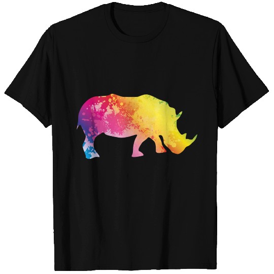 Rhinoceros Silhouette Colorful T Shirts