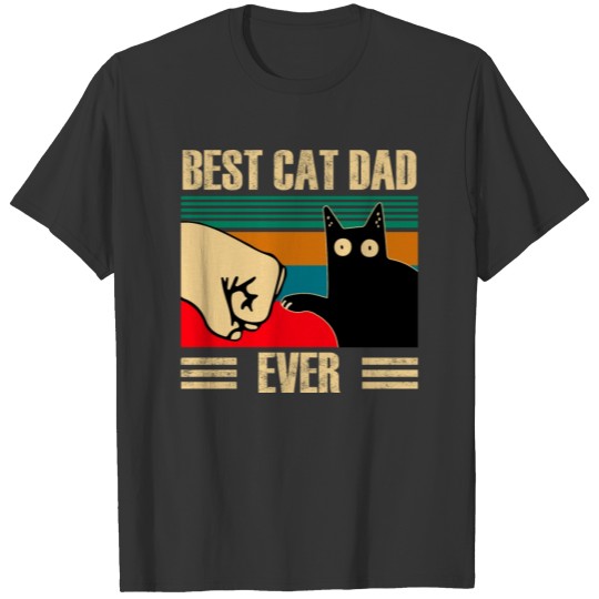 Retro Vintage Best Cat Dad Ever Funny Black Cat T-shirt