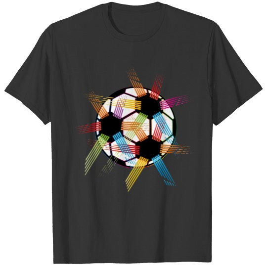 bright colorful soccer ball motif T-shirt