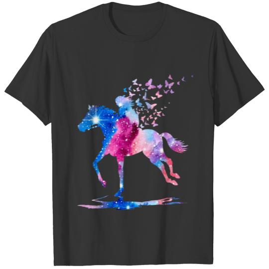 Girls Feminism Galaxy Horse Riding T Shirts