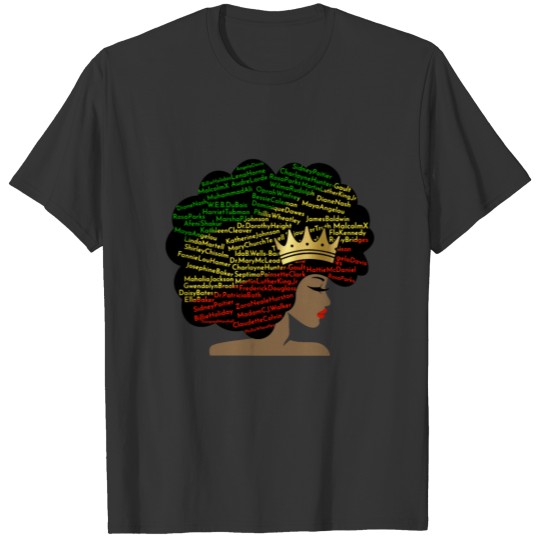 Black History Leaders Silhouette & Crown Afro Girl T Shirts