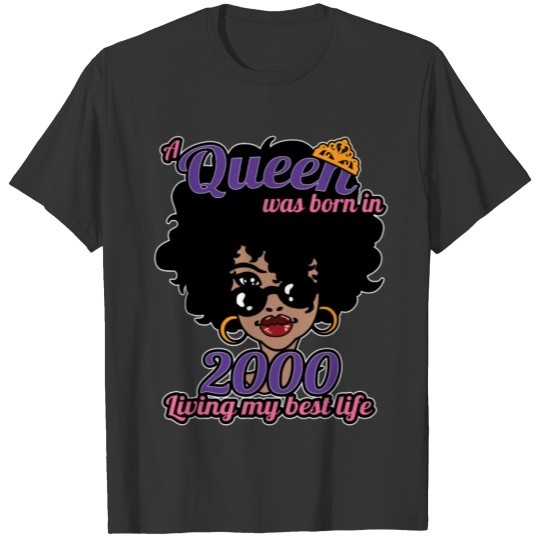 21st Birthday Gift, Black Afro Queen Born 2000, 21 T Shirts