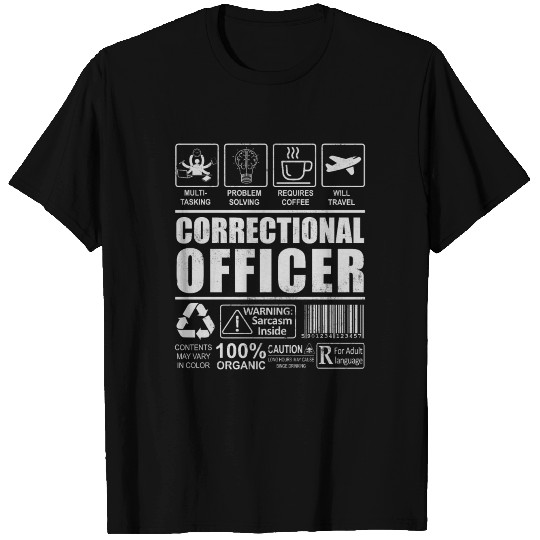 Correctional Officer Warning Thin Silver Line T Shirts