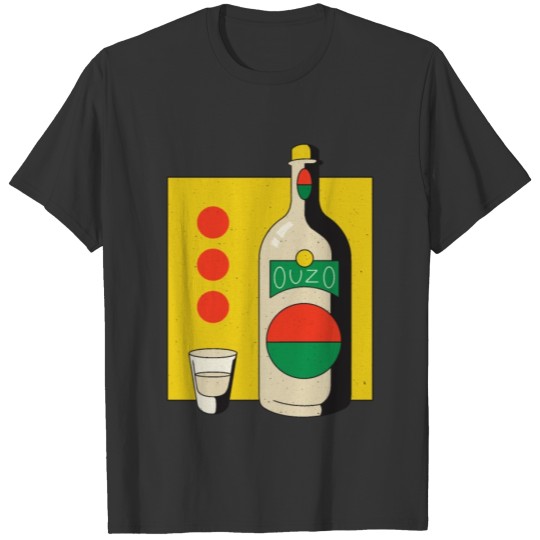 Ouzo glass bottle abstract art alcohol T-shirt