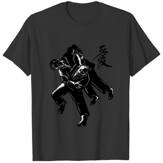 Judo technique of projection design with Kanji T-shirt