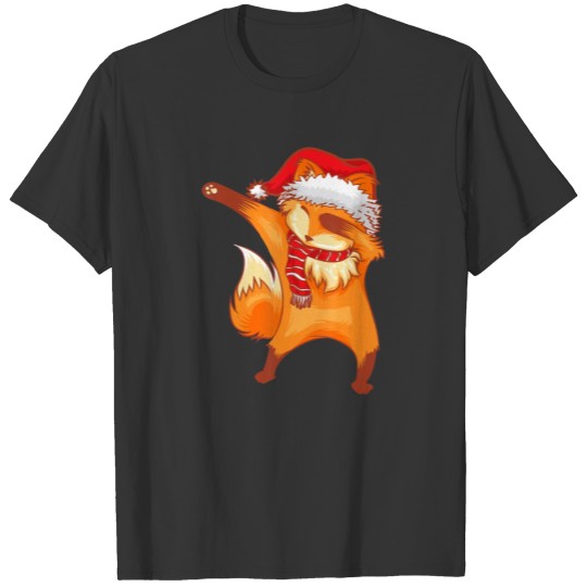 Dabbing Fox Shirt Cute Christmas Scarf amp Hat D T-shirt