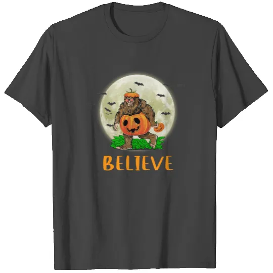 Bigfoot Sasquatch Believe Pumpkin Halloween T Shirts