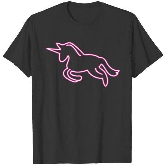 jumping bright pink neon unicorn T-shirt
