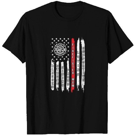Firefighter Mom Flag T Shirts