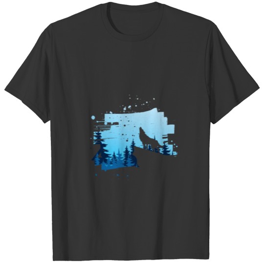 Wolf Forest Blue T Shirts Design