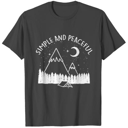 Simple and Peaceful Outdoor Tents Winter Mountains T Shirts
