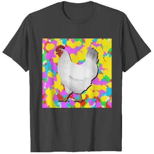 Chicken Pop Color Tie Dye Background Funky Indie T Shirts