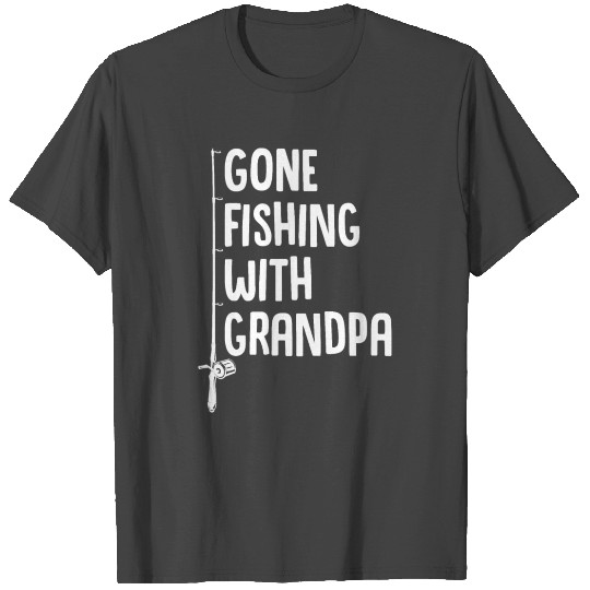 Gone Fishing With Grandpa white Slim Fit T Shirts