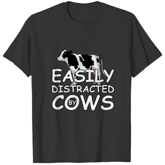 Easily Distracted By Cows - Funny Kids Cow Farmer T-shirt
