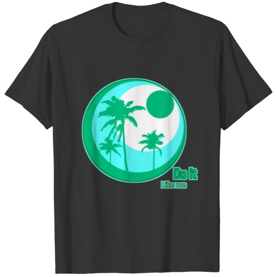 Turquoise sunset green palmtrees T-shirt