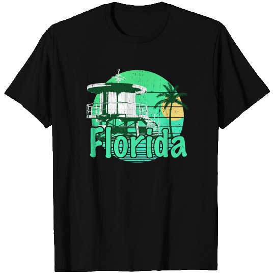 Florida Lifeguard Green Sunrise T Shirts