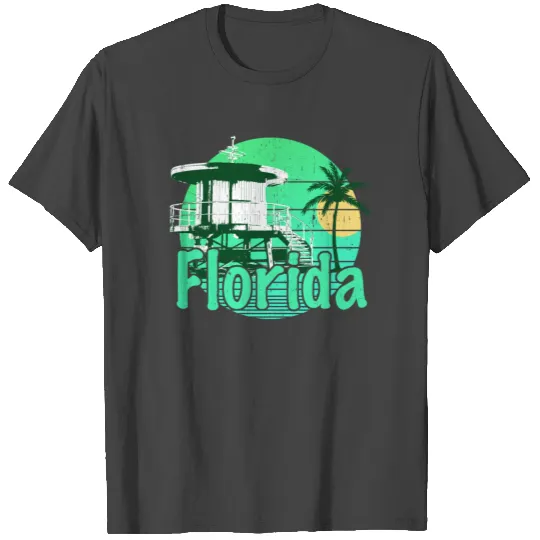 Florida Lifeguard Green Sunrise T Shirts
