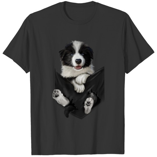 Border Collie In Pocket Dogs T Shirts T Shirts T Shirts Sw