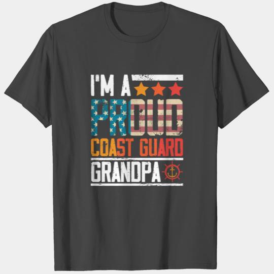 Coast Guard Veteran Grandfather Patriot US Flag T Shirts