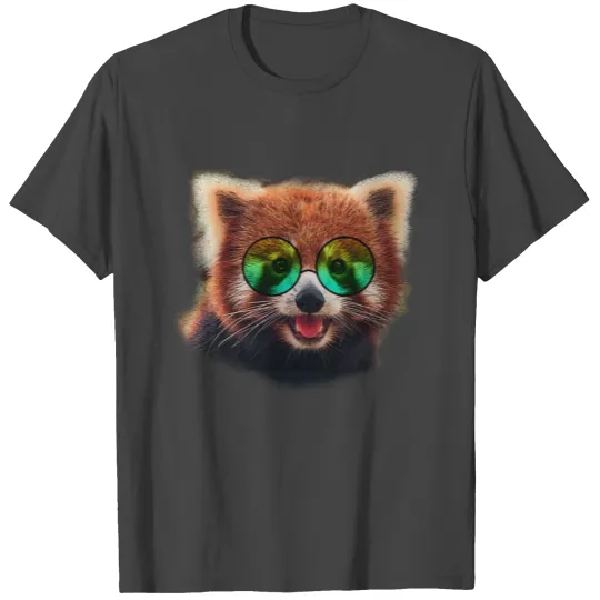 Cute red panda wearing cool glasses T Shirts