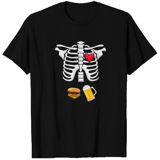 maternity hamburger and beer skeleton halloween sh T Shirts