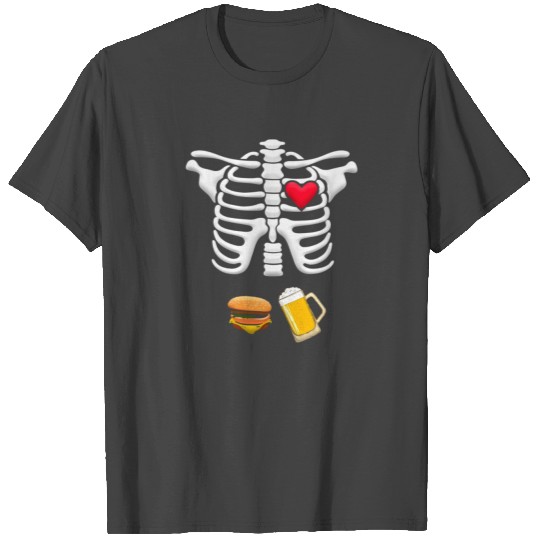 maternity hamburger and beer skeleton halloween sh T Shirts