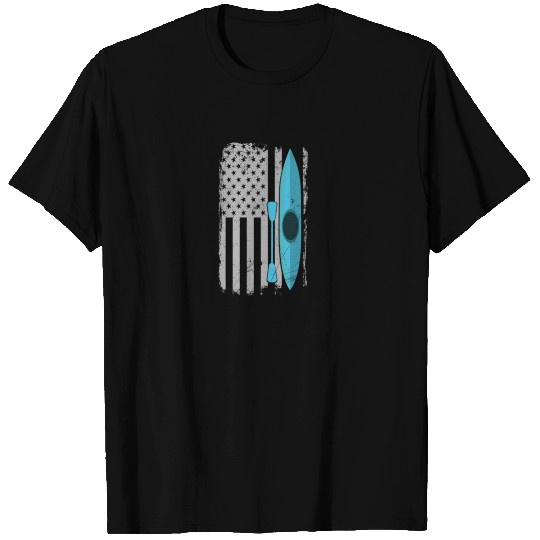 American Flag Kayak Distressed Outrigger Canoe T Shirts