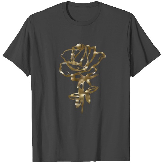 Gold rose on a black T Shirts for men and women.