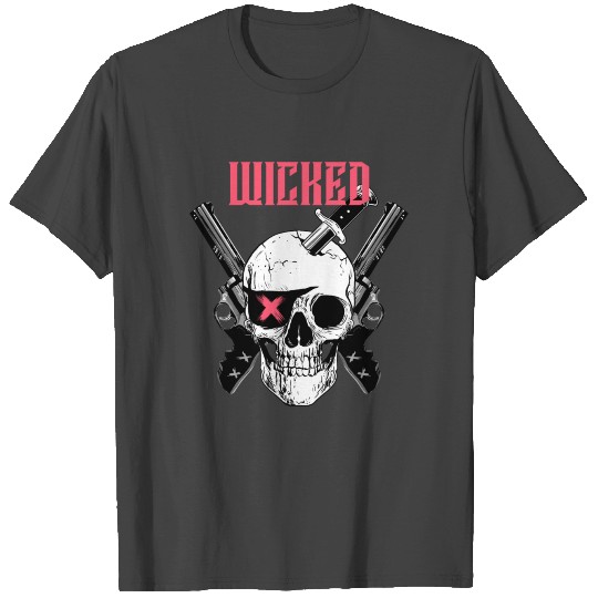 Wicked Wild Skull Pirate dangerously armed T Shirts