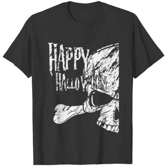 Happy Halloween bone skull Saying used look T-shirt