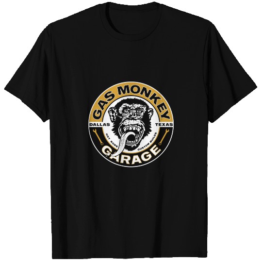 Gas Monkey Garage Wrench Circle Text Logo T Shirts