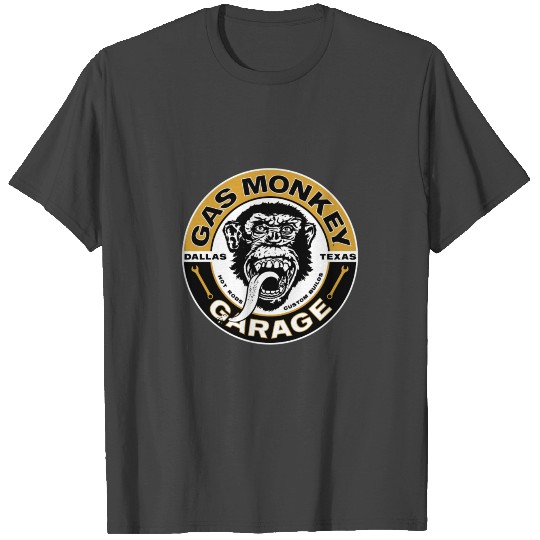 Gas Monkey Garage Wrench Circle Text Logo T Shirts