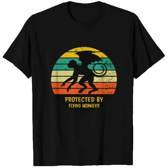 Vintage Retro Sunset Flying Monkey Distressed T Shirts