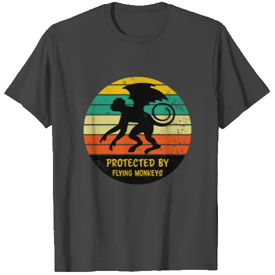 Vintage Retro Sunset Flying Monkey Distressed T Shirts