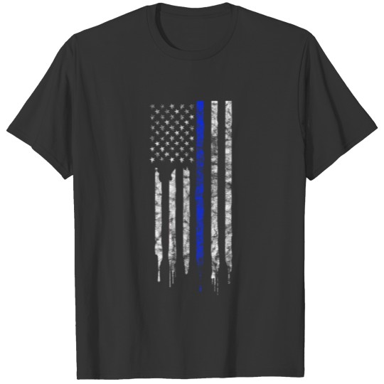 Blue Line Police US Flag T-shirt