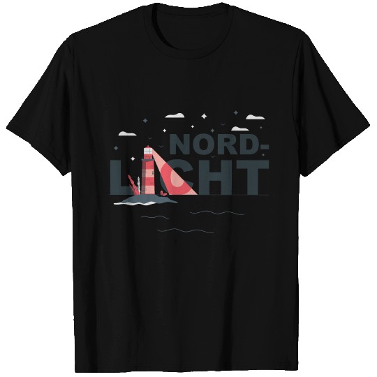 Northern lights with Lighthouse | German Design T Shirts
