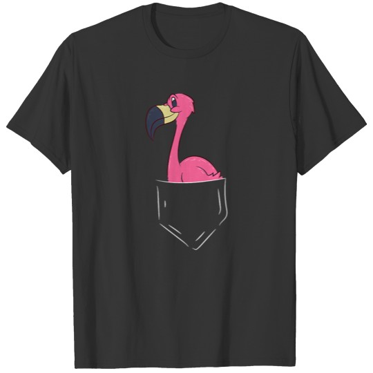 Womens Pink Flamingo In The Pocket Flamingo In T-shirt