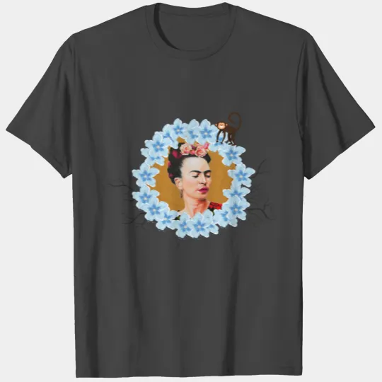 Frida Kahlo Flowers and Monkey T Shirts