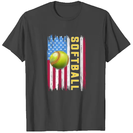 Softball Dad,Mom,Sister T Shirts,Girls American Flag