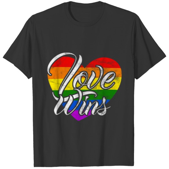Proud LGBT Love Wins Rainbow Heart Pride Gift T-shirt