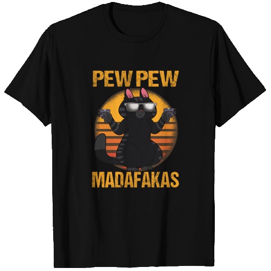 Pew Pew Madafakas black cat T Shirts