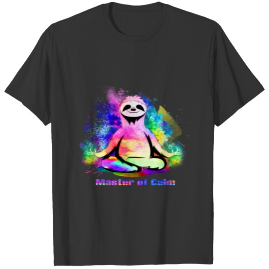 Funny sloth watercolor design Master of Calm Yoga T Shirts