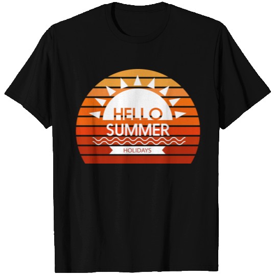 Hello Summer Holidays Sunset T Shirts