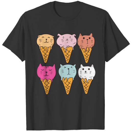 Cute Ice Cream Cats Cat Lover Dessert Gift Idea T Shirts